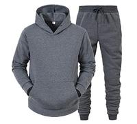Generisch Set invernale da uomo, per il tempo libero, tinta unita, con cerniera, pantaloni e pantaloni sportivi