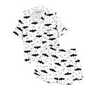 Generisch Set pigiama casual per bambini con stampa Halloween e colletto a bottone, maniche corte, top e pantaloncini pinguino pigiama bambini, Viola chiaro, 4-5 Anni