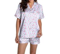 Generisch Set pigiama donna a forma di cuore coniglio camicia a maniche corte comodi pantaloncini per sogni dolci serate rilassate a casa, Azzurro, XL