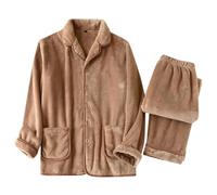 Generisch Set pigiama invernale da uomo in flanella ispessita e soffice per il massimo comfort, calore nella stagione fredda, marrone, M