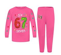 Generisch Set pigiama natalizio per bambini (67 cm), 2 pezzi, per ragazzi e ragazze, inverno 6/7, maniche lunghe e pantaloni, rosa intenso, 7-8 Jahre