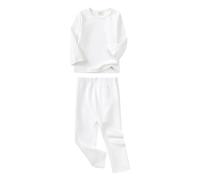 Generisch Set Pigiama per Bambini Ragazzi e Ragazze, Maniche Lunghe, Completo Notte e Giorno, Pigiami per Bambini e Neonati, bianco, 6-7 Anni