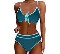 Generisch Set tankini alla moda come costume da bagno in due pezzi con stampa alla moda per un aspetto elegante sulla spiaggia in piscina, verde, XL