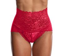 Generisch Sexy Lace Mesh Trasparente Intimo Donna Plus Size High Waist Panty Panties, Colore: rosso, 3XL