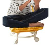 Generisch Sgabello con rotelle con schienale, in pelle PU resistente | Sedile basso con ruote per ufficio, garage, negozio, biblioteca, studio, pedicure, assistenza dei bambini, pulizia della casa