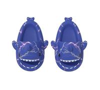 Generisch Shark Slides,Unisex Women Men Shark Slippers,Open Toe Slides Non-Slip Bath Slippers, blu fulmine, 38/39 EU