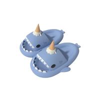 Generisch Shark Slides,Unisex Women Men Shark Slippers,Open Toe Slides Non-Slip Bath Slippers, Ice Cream Blue, 40/41 EU