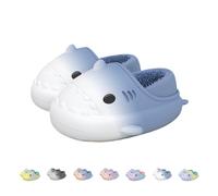 Generisch Shark Slides Winter Kids, Non-Slip Waterproof House Cloud Slide Slippers, Warm Fur Lined House Home Slipper, bianco/blu, 21/22 EU