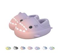 Generisch Shark Slides Winter Kids, Non-Slip Waterproof House Cloud Slide Slippers, Warm Fur Lined House Home Slipper, rosa viola., 31/32 EU