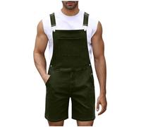 Generisch Shortalls Y2K Hipster Style Streetwear - Salopette da uomo, in denim, regolabile, casual, con tasche multiple, verde, 3XL