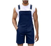 Generisch Shortalls Y2K Hipster Style Streetwear - Salopette da uomo, in denim, regolabile, casual, con tasche multiple, Blu scuro, XL