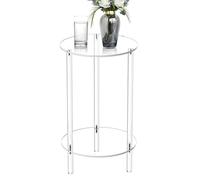 Generisch Side, Clear Small Round End Modern Transparent Design, Furniture, Accent, for Living Room Bedroom Divano Bedside Apartment Dorm