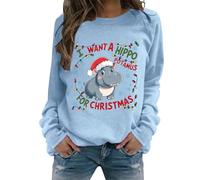 Generisch Signora, voglio fare un ippopotamo con una felpa con cappuccio, Celeste., XXL