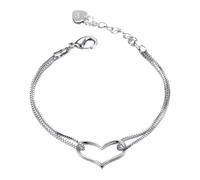 Generisch Silver Platinum Plated Bracelet Heart Shaped Bracelet For Women Simple And Advanced Incisionato Bracciale, A, Metallo, Nessuna pietra preziosa