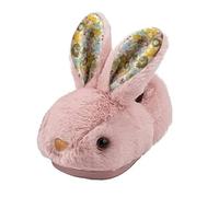 Generisch Simpatiche pantofole da bambina e invernali per scarpe piatte, morbide, calde e comode, tinta unita, a forma di coniglio, Colore: rosa., 28.5 EU