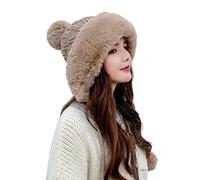 Generisch Simpatico berretto maglione con ispessimento della lana, palline per capelli, tinta unita, cappello da pilota, g, Taglia unica