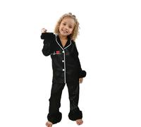 Generisch Simpatico set di abbigliamento per bambini per ragazze - Comodo pigiama casual con pantaloni a maniche lunghe perfetto per le giornate rilassate notti, Nero , 12-13 Jahre