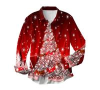 Generisch Skate Camicia da uomo con stampa su tutta la stampa, camicia monopetto in flanella rossa, bianco, L