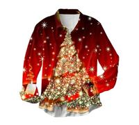 Generisch Skate Camicia da uomo con stampa su tutta la stampa, camicia monopetto in flanella rossa, gold, XL