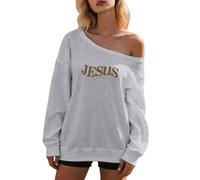 Generisch Skater - Felpa da donna con cappuccio, con stampa a lettere, a maniche lunghe, senza spalline, college, grigio., L