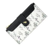 Generisch Slim Wallet - Leather 9 x 19 x 1,5 cm | Thin Floral Vegan Purse, Soft Leather Card Holder | Women's Ultra-Thin Wallet for Commuting, Work, Shopping, Dating, Gym, Beach, Going Out and Daily