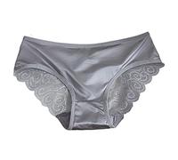 Generisch Slip da donna con spalline sottili, comode cuciture in raso di pizzo traspirante, per seducenti nella vita di tutti i giorni, grigio., XL