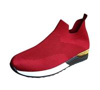 Generisch Slip da donna, traspiranti, senza lacci, scarpe da corsa, in tessuto leggero, comode da jogging, per attività all'aria aperta, Colore: rosso, 39 EU