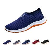 Generisch Slip on Sneaker da uomo, senza lacci, scarpe per il tempo libero, scarpe da ginnastica casual, traspiranti, per asciugare su strada, scarpe da lavoro, blu scuro 1, 39 EU