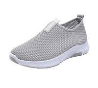 Generisch Slip On Sneakers da donna, comode, traspiranti, da passeggio, da donna, leggere, da jogging, per fitness, da ginnastica e da ginnastica, Cenere chiaro, 40