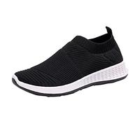 Generisch Slip on Sneakers da donna, scarpe sportive traspiranti, in rete, leggere, antiscivolo, con lacci, comode e ergonomiche, morbide, per il tempo libero, Nero , 39 EU