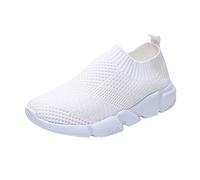 Generisch Slip on Sneakers da donna scarpe sportive traspiranti scarpe da corsa in rete scarpe da ginnastica comode ergonomiche morbide scarpe da passeggio larghe per il tempo libero, bianco, 41 EU