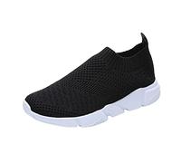Generisch Slip on Sneakers da donna scarpe sportive traspiranti scarpe da corsa in rete scarpe da ginnastica comode ergonomiche morbide scarpe da passeggio larghe per il tempo libero, Nero , 37 EU