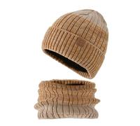 Generisch Slouchy, berretto invernale lavorato a maglia, set di sciarpe per uomo e donna, Brick rosso, Taglia unica