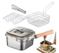 Generisch Small Fryer Pot, Fryer Basket, Oil Drip Rack Insert, Compact Cooking Utensils, Convenient Stove Top Setup for Kitchen Outdoor Garden Picnic BBQ Party Camping