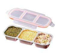 Generisch Snack Pack contenitore - 10,31 pollici in acciaio | contenitore per pranzo in silicone PP - Due tre scomparti riutilizzabili Eco-Friendly Kitchen Refrigeration Cooking Meal Prep