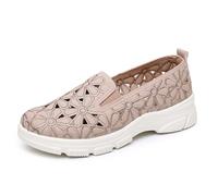 Generisch Sneaker casual da donna con scollo floreale e tomaia traspirante, scarpe leggere per il tempo libero con suola morbida per un comfort senza sforzo, perfette per tutti i giorni, cachi, 38 EU