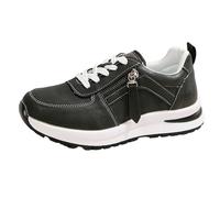 Generisch Sneaker da donna 2026 Sneaker alla moda con plateau con cerniera laterale per infilarsi dentro e tacco spesso per una vita quotidiana ottimale, Nero , 40 EU