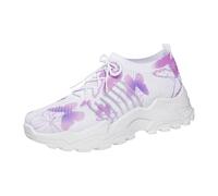Generisch Sneaker da donna Chunky con stampa floreale e suola con plateau, leggermente imbottite, per passeggiate in città, brunch e look retrò street style, Stile A03 bianco, 38.5 EU