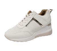 Generisch Sneaker da donna in pelle, eleganti, scarpe da ginnastica da donna, con zeppa, traspiranti, alla moda, resistenti all'abrasione, scarpe da corsa, morbide, comode da allenamento, beige., 41