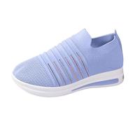 Generisch Sneaker da donna in rete volante per infilare, scarpe sportive alla moda, colore splicing, scarpe per il tempo libero, Blu, 40 EU