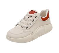Generisch Sneaker da donna, larghezza H, comode, in pelle, con plateau, casual | Scarpe da passeggio sportive, per il tempo libero, antiscivolo, con suola rialzata, con lacci, per campus e vita quotidiana