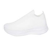 Generisch Sneaker da donna slip-on dal design a calzini, con superficie lavorata a maglia senza cuciture, look leggero per tutti i giorni per il tempo libero e le passeggiate, Stile V03 bianco, 37 EU