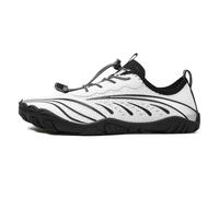 Generisch Sneaker da uomo con punta rotonda, traspiranti, piatte, comode per l'uso quotidiano, scarpe leggere per il tempo libero con ingresso elastico, bianco, 38 EU