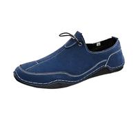 Generisch Sneaker da uomo in pelle per camminare e guidare, vestibilità comoda, extra larga, a piedi nudi, piatte, leggere, per il tempo libero, antiscivolo, scarpe da ginnastica da trekking, Blu