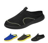 Generisch Sneaker da uomo in rete, scarpe da uomo, slipper posteriori, aperte, traspiranti, per il tempo libero, comodi, sandali in rete, facili da pulire, in gomma, Nero , 44 EU