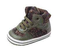 Generisch Sneaker di alta qualità per bambini con suola piatta, design a punta tonda per ragazzi attivi, ragazze come comode scarpe casual con motivo elegante, verde, 19 EU
