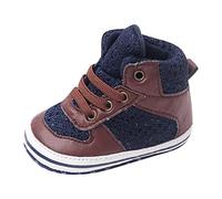 Generisch Sneaker di alta qualità per bambini con suola piatta, design a punta tonda per ragazzi attivi, ragazze come comode scarpe casual con motivo elegante, marrone, 19 EU