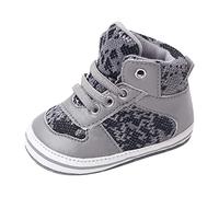 Generisch Sneaker di alta qualità per bambini con suola piatta, design a punta tonda per ragazzi attivi, ragazze come comode scarpe casual con motivo elegante, grigio., 19 EU