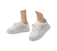 Generisch Sneaker leggere e traspiranti per il tempo libero in rete con suola spessa per un uso ottimale nella vita di tutti i giorni. Scarpe casual da donna, design leggero, versatile, bianco, 38 EU