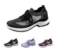 Generisch Sneaker slip-on da donna, leggere, in tessuto a rete, traspiranti, comode, con suola morbida, per il tempo libero, comode, per il tempo libero, per il jogging, per la corsa su strada, Nero